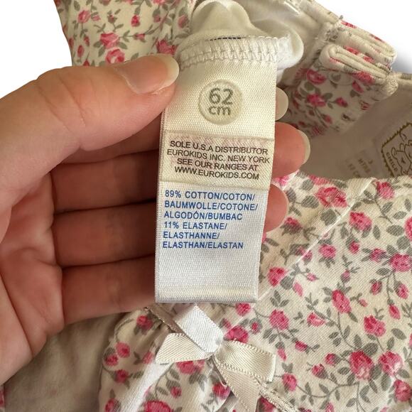 Émile et Rose Baby Girl 2-in-1 Romper Dress Outfit‎ 3M Pink Floral Cotton Blend - Picture 8 of 11